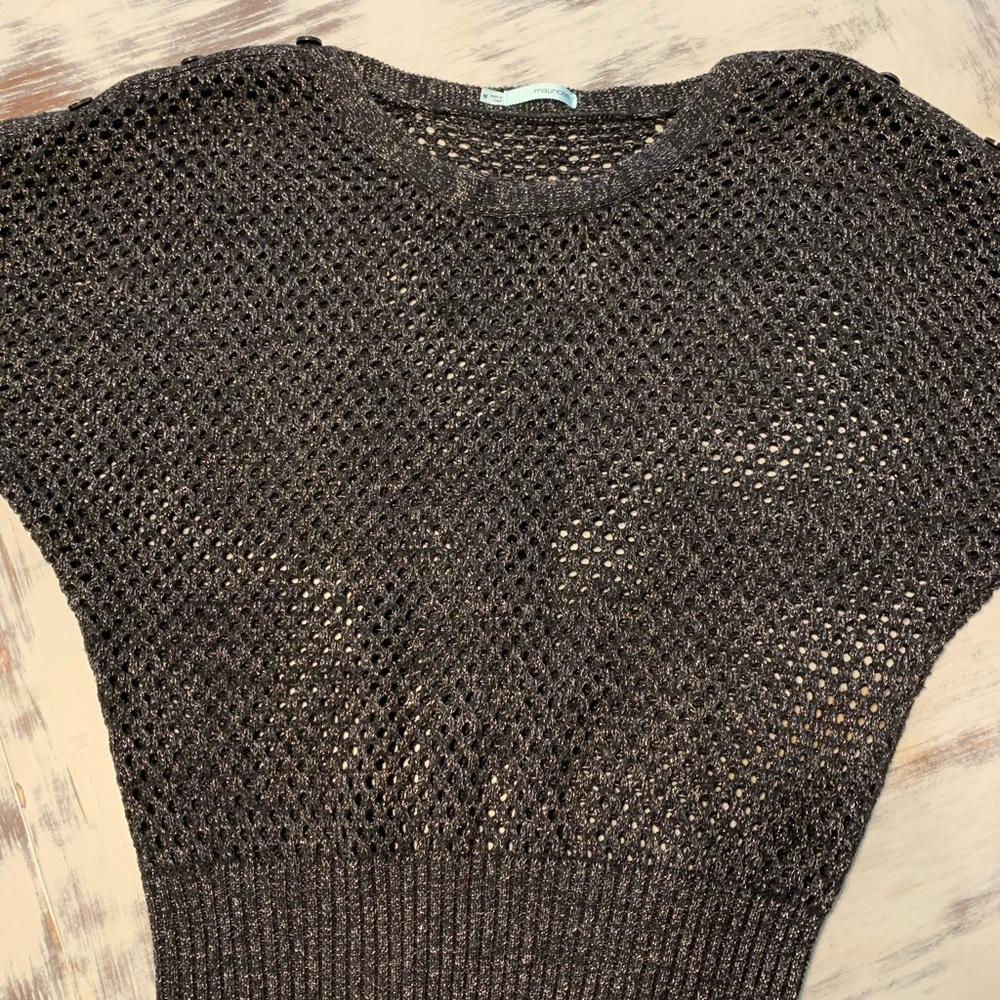 Black/gold crochet style sweater